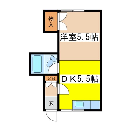 ワンルームハイツの物件間取画像